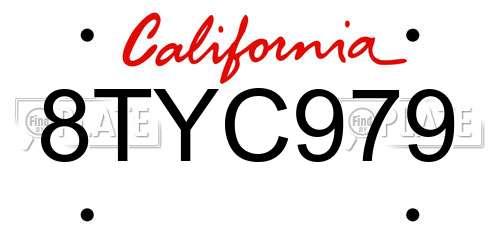 8TYC979 California License Plate
