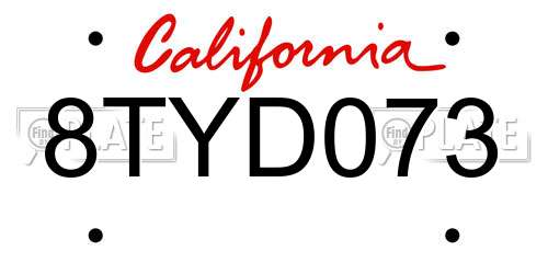 8TYD073 California License Plate