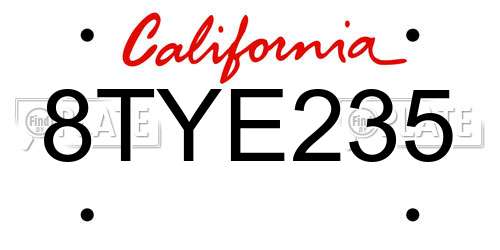 8TYE235 California License Plate