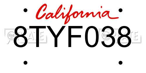 8TYF038 California License Plate