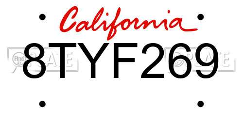 8TYF269 California License Plate