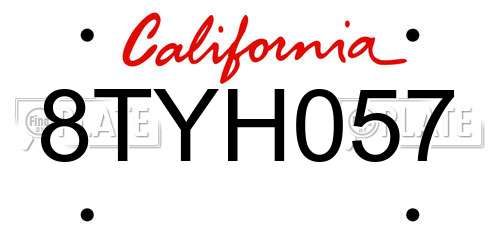 8TYH057 California License Plate