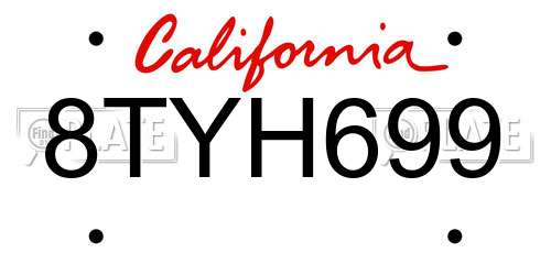 8TYH699 California License Plate