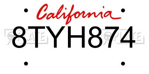 8TYH874 California License Plate