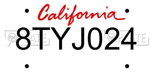 8TYJ024 California License Plate