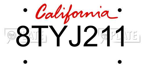 8TYJ211 California License Plate