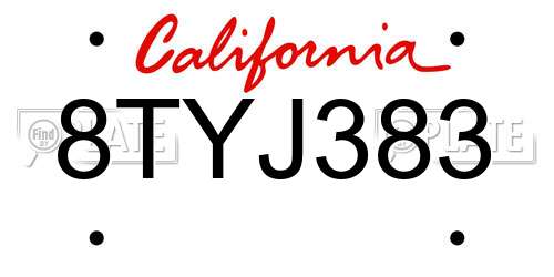 8TYJ383 California License Plate
