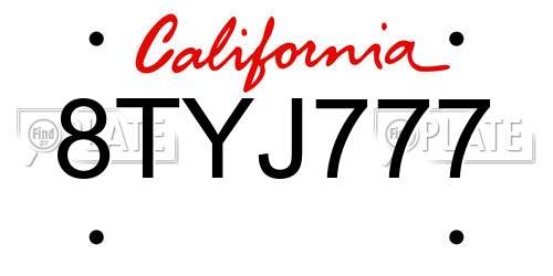8TYJ777 California License Plate