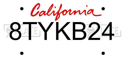 8TYKB24 California License Plate