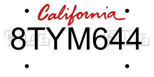 8TYM644 California License Plate