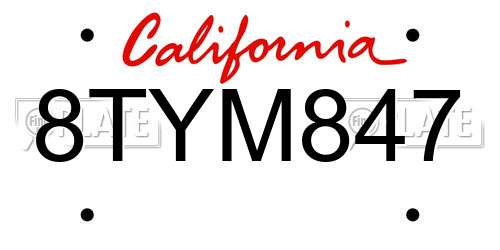 8TYM847 California License Plate