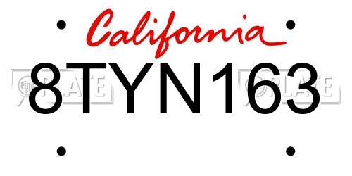 8TYN163 California License Plate