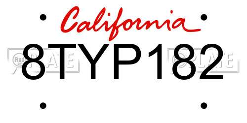 8TYP182 California License Plate