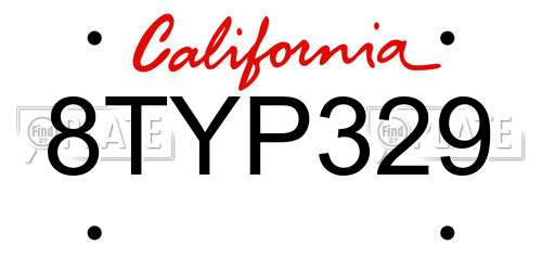 8TYP329 California License Plate