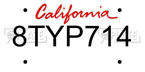 8TYP714 California License Plate