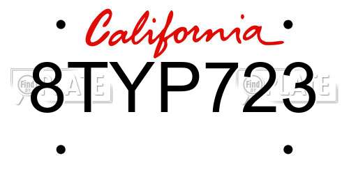 8TYP723 California License Plate