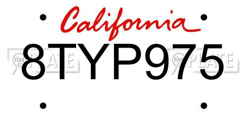 8TYP975 California License Plate