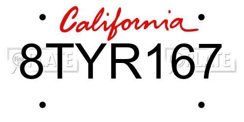 8TYR167 California License Plate