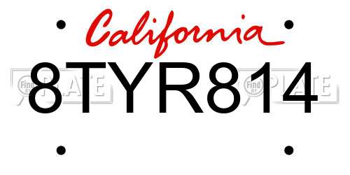8TYR814 California License Plate