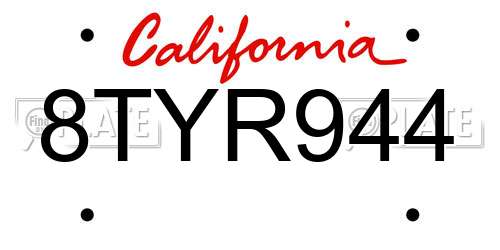 8TYR944 California License Plate