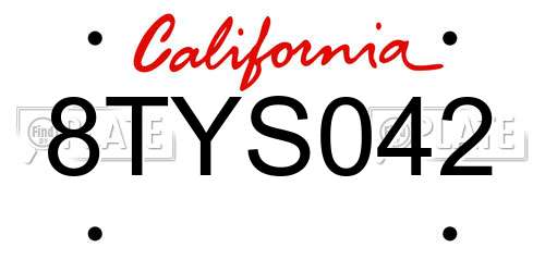8TYS042 California License Plate