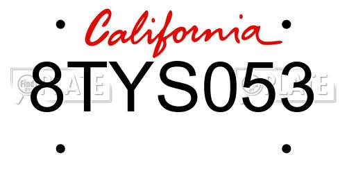 8TYS053 California License Plate