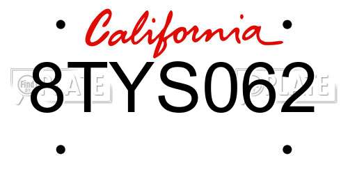 8TYS062 California License Plate