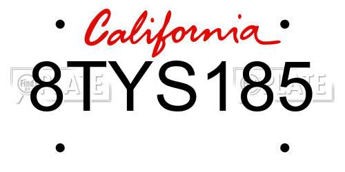 8TYS185 California License Plate