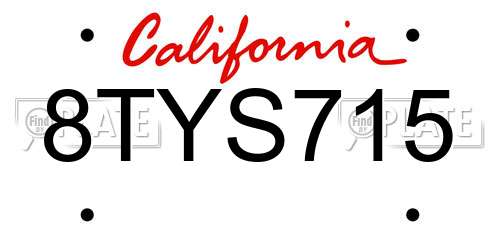 8TYS715 California License Plate