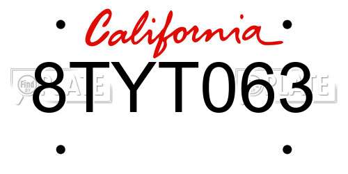 8TYT063 California License Plate