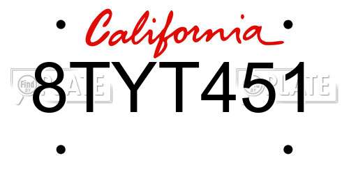 8TYT451 California License Plate