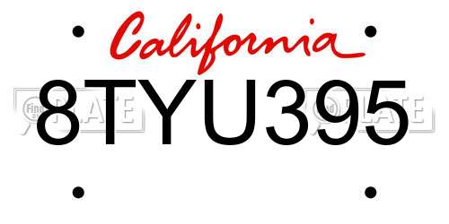 8TYU395 California License Plate