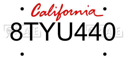 8TYU440 California License Plate