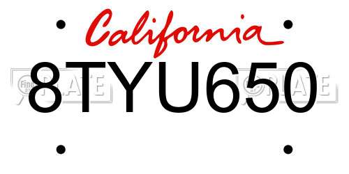 8TYU650 California License Plate