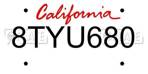 8TYU680 California License Plate