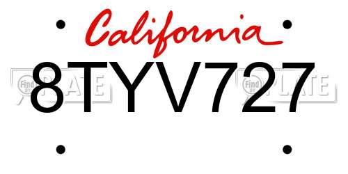 8TYV727 California License Plate
