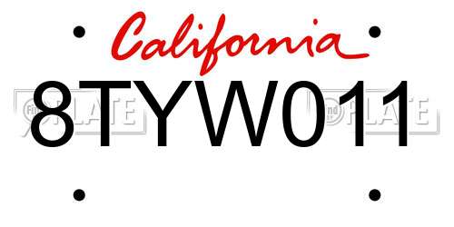 8TYW011 California License Plate