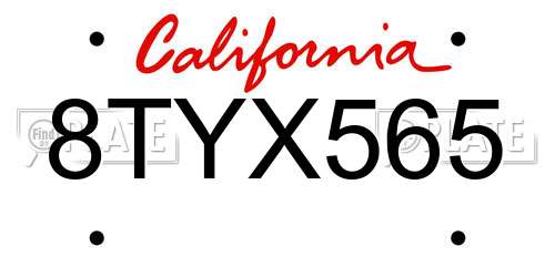 8TYX565 California License Plate