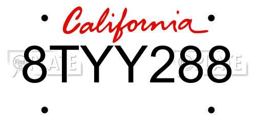 8TYY288 California License Plate