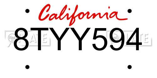 8TYY594 California License Plate