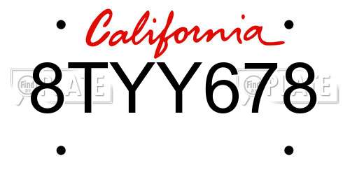 8TYY678 California License Plate