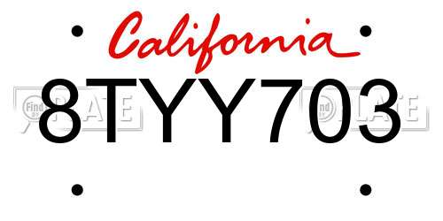 8TYY703 California License Plate