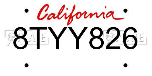 8TYY826 California License Plate
