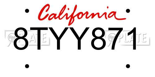 8TYY871 California License Plate