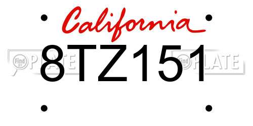 8TZ151 California License Plate