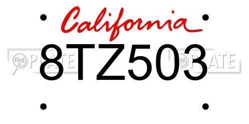 8TZ503 California License Plate