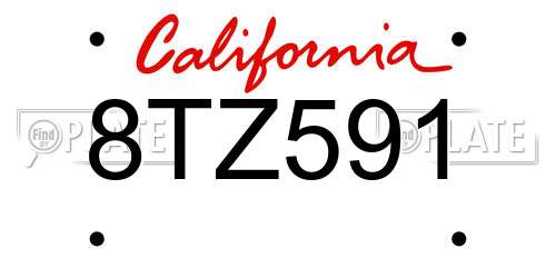 8TZ591 California License Plate