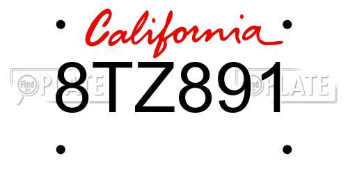 8TZ891 California License Plate