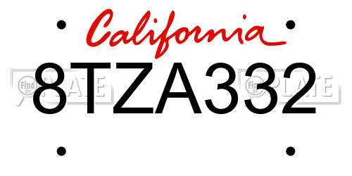 8TZA332 California License Plate