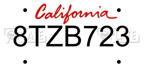 8TZB723 California License Plate
